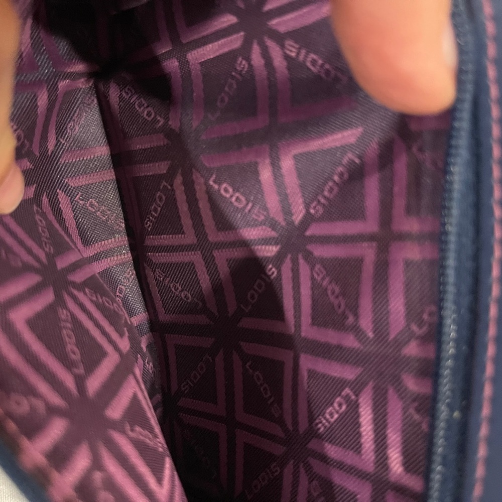 Beautiful Blue Lodis with Purple Trim Zip Around Wallet - Picture 8 of 9